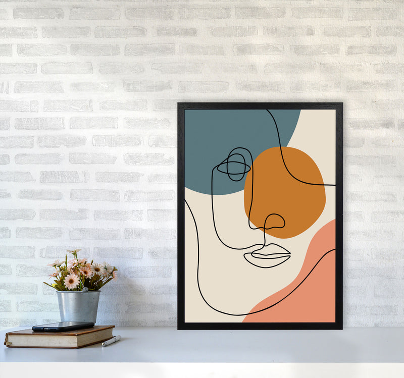Abstract Face Line Drawing Art Print by Jason Stanley A2 White Frame