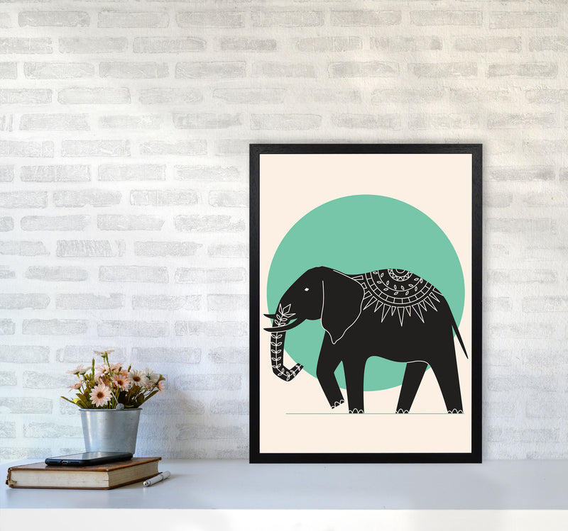 Elephant Green Moonlight Art Print by Jason Stanley A2 White Frame