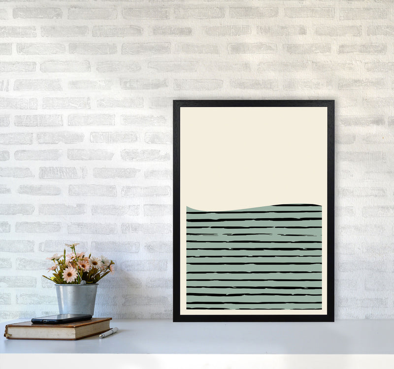 Green Minimal Midcentury Art Print by Jason Stanley A2 White Frame