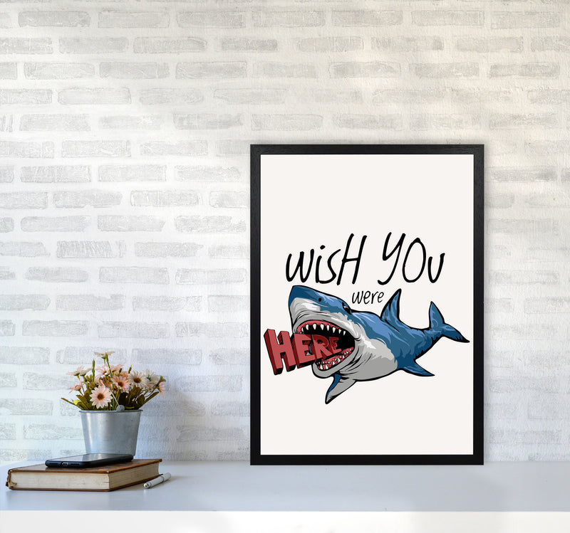 Wish You Were Here Shark Art Print by Jason Stanley A2 White Frame