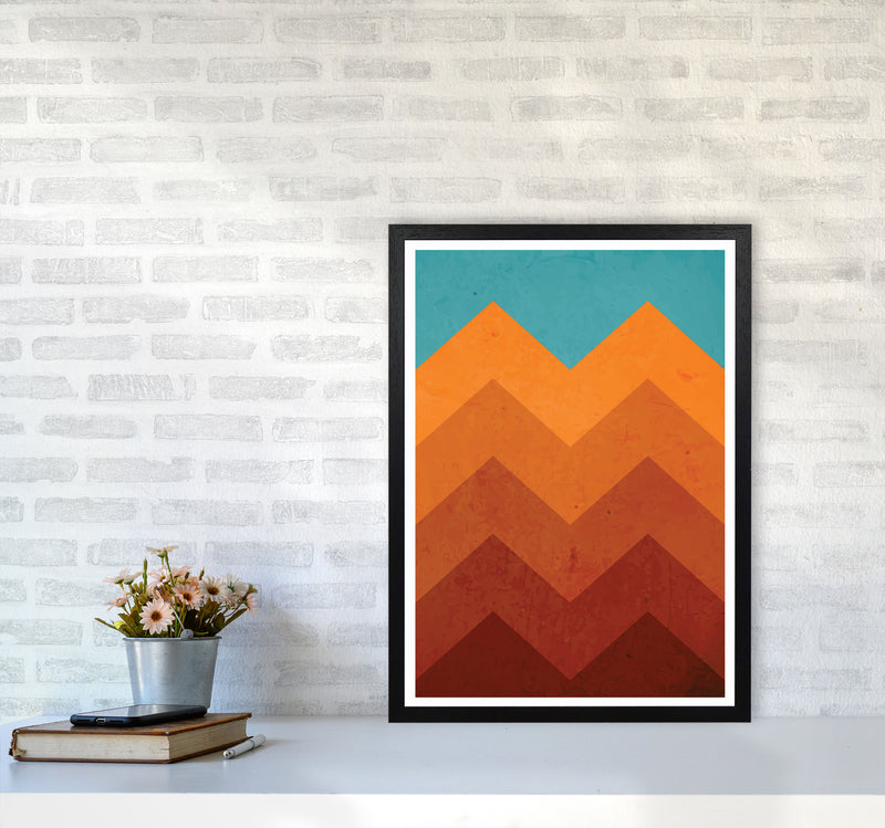 Abstract Orange Mountain Art Print by Jason Stanley A2 White Frame