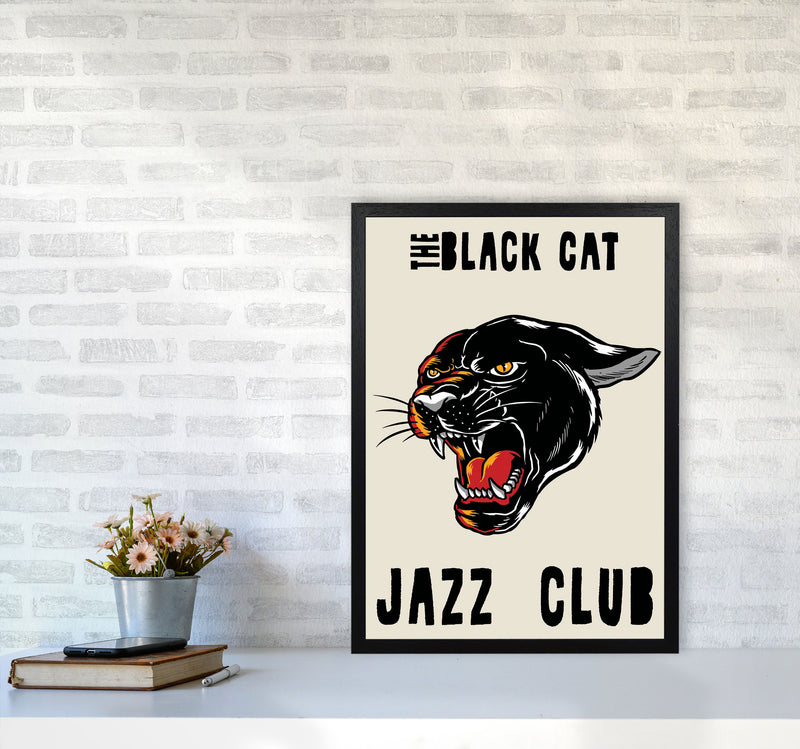The Black Cat Jazz Club Art Print by Jason Stanley A2 White Frame