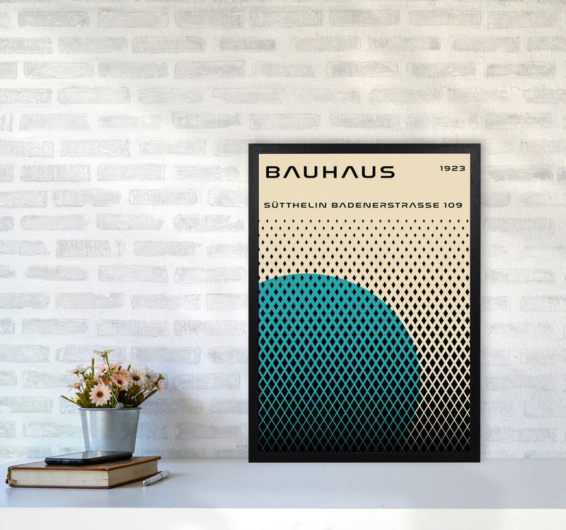 Bauhaus Geometric Teal Art Print by Jason Stanley A2 White Frame