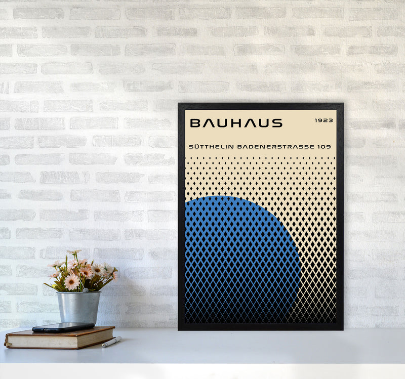 Bauhaus Geometric Blue Art Print by Jason Stanley A2 White Frame