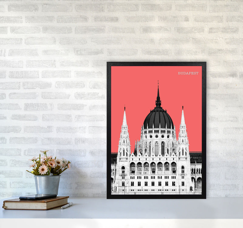 Halftone Budapest Red Art Print by Jason Stanley A2 White Frame