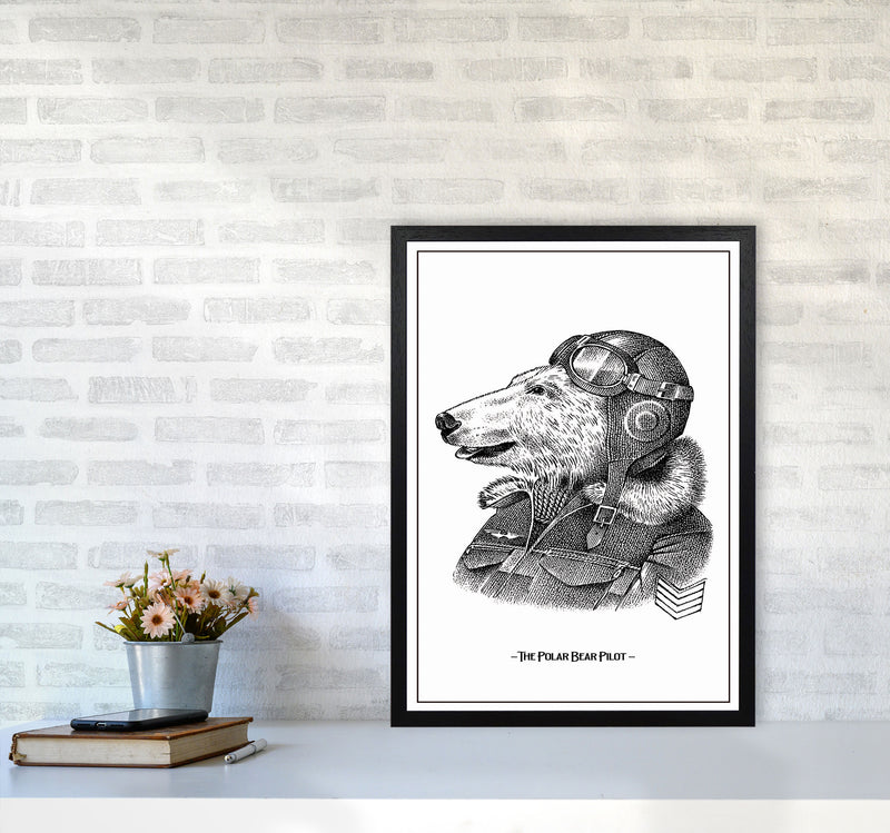 The Poler Bear Pilot Art Print by Jason Stanley A2 White Frame