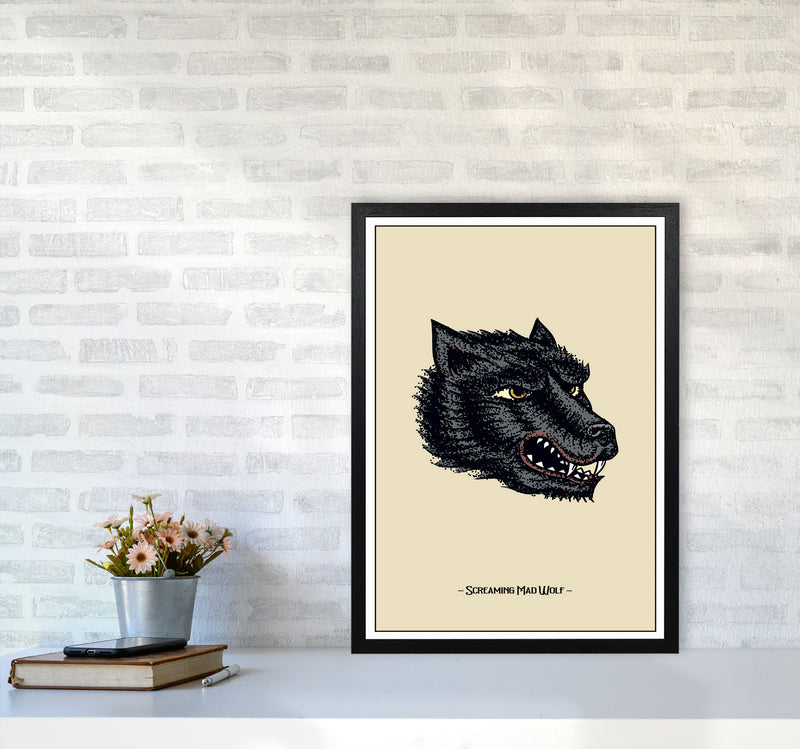 Screaming Mad Wolf Art Print by Jason Stanley A2 White Frame