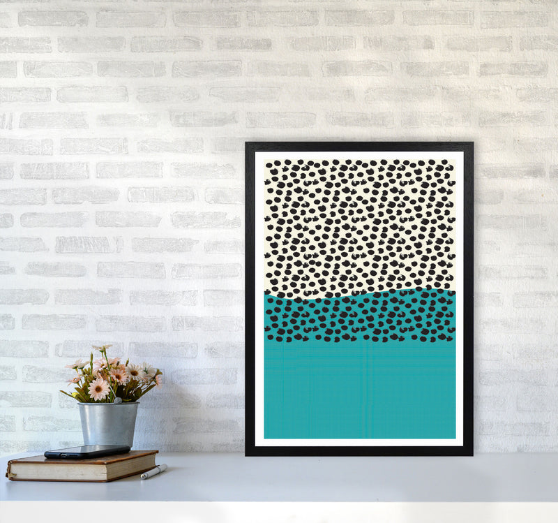 Blue Vibe Halftone Art Print by Jason Stanley A2 White Frame