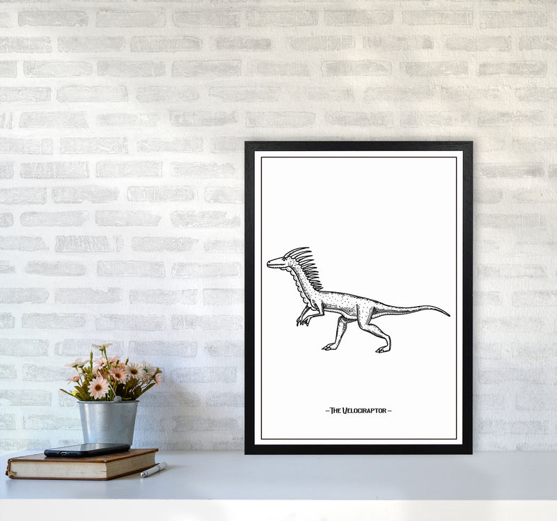 The Velociraptor Art Print by Jason Stanley A2 White Frame