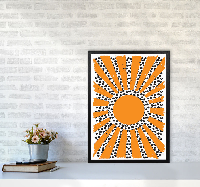 70's Inspired Sun Art Print by Jason Stanley A2 White Frame
