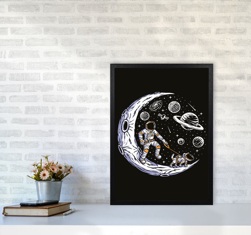 Doggie Moon Walks Art Print by Jason Stanley A2 White Frame