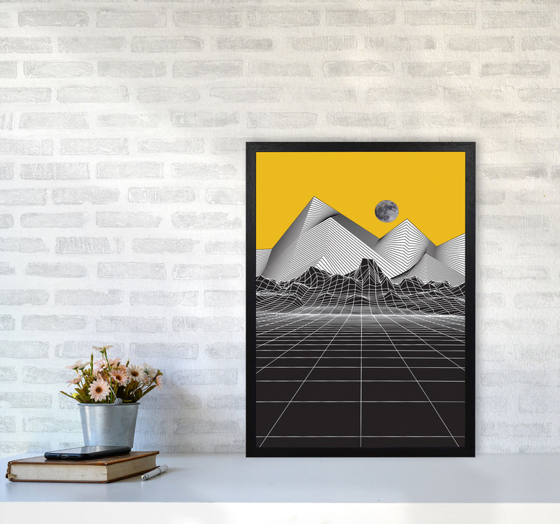 Moon Rise Yellow Art Print by Jason Stanley A2 White Frame