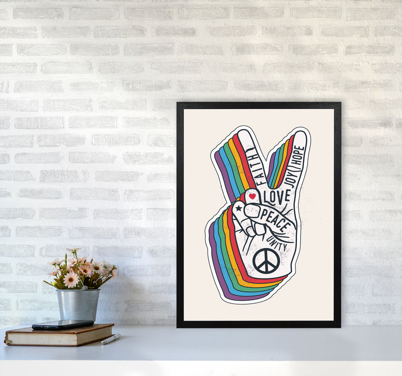 Peace And Love!! Art Print by Jason Stanley A2 White Frame