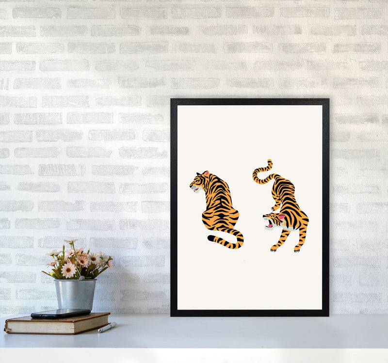 The Two Tigers Art Print by Jason Stanley A2 White Frame