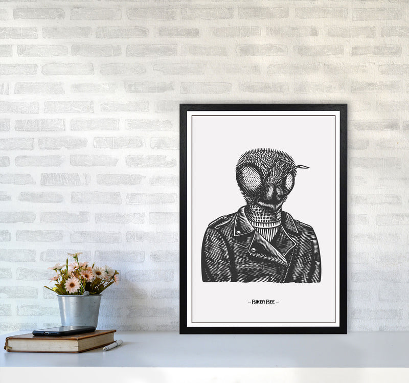 The Biker Bee Art Print by Jason Stanley A2 White Frame