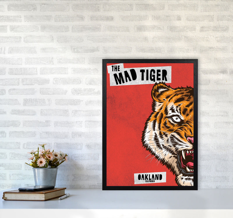 The Mad Tiger Art Print by Jason Stanley A2 White Frame