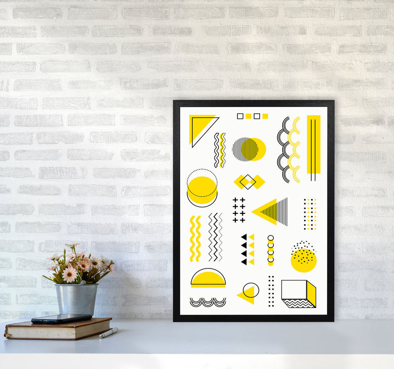 Yellow Shapes Art Print by Jason Stanley A2 White Frame