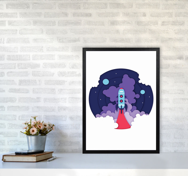 To The Moon Art Print by Jason Stanley A2 White Frame