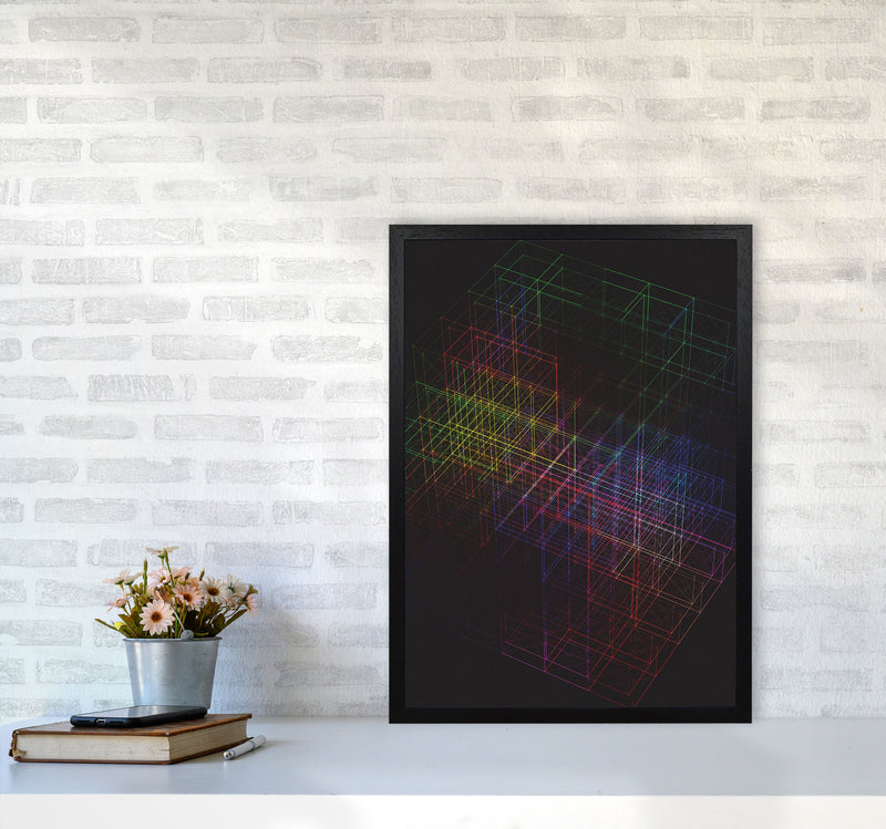 Laser Cube Art Print by Jason Stanley A2 White Frame