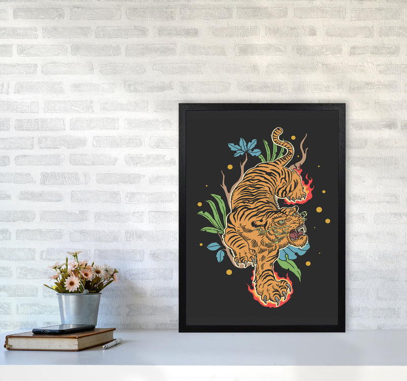Classic Tiger Tattoo Art Print by Jason Stanley A2 White Frame