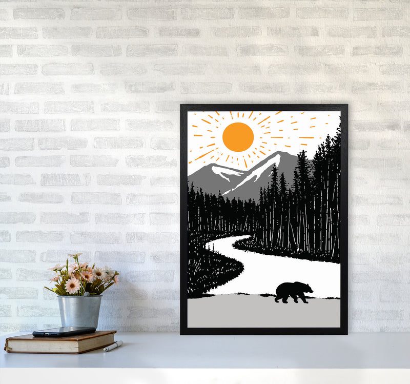 Bear By The River Art Print by Jason Stanley A2 White Frame