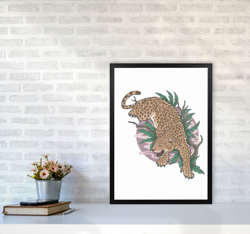 Wild Leopard Art Print by Jason Stanley A2 White Frame