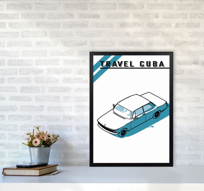 Travel Cuba Blue Car Art Print by Jason Stanley A2 White Frame