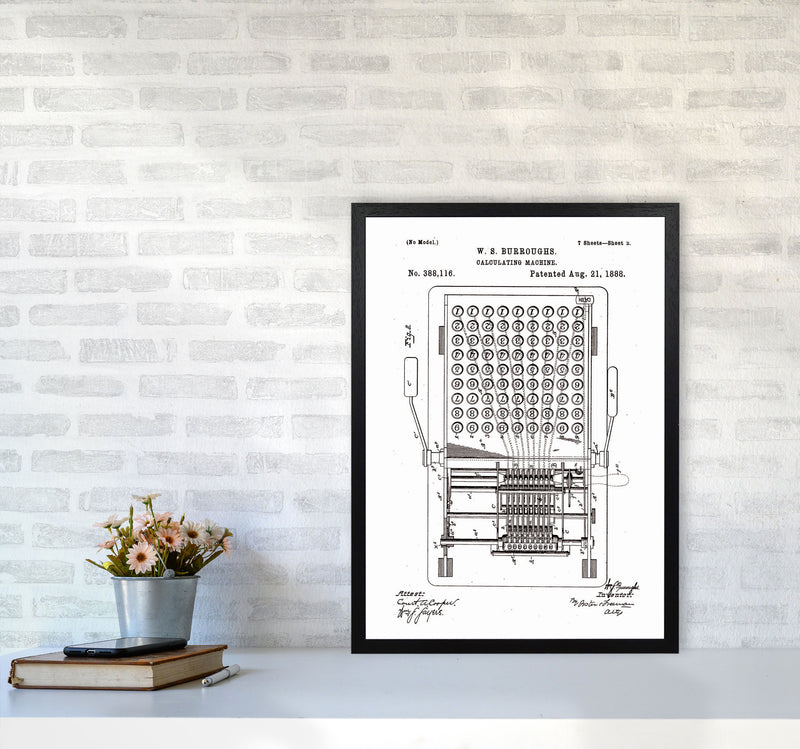Calculating Machine Patent 2 Art Print by Jason Stanley A2 White Frame