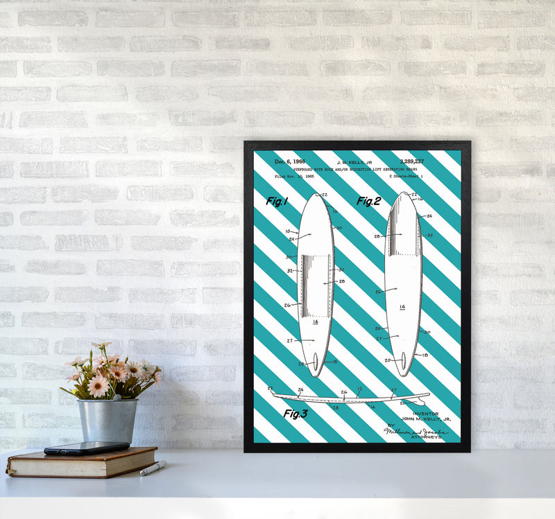 Surfboard Patent Side Stripe Art Print by Jason Stanley A2 White Frame