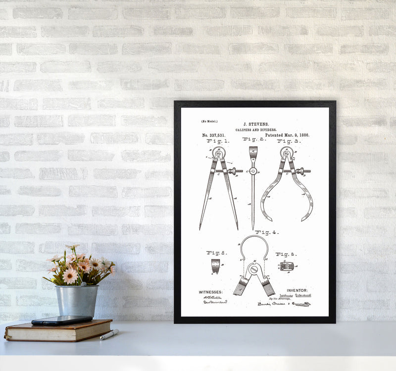 Calipers And Dividers Patent Art Print by Jason Stanley A2 White Frame
