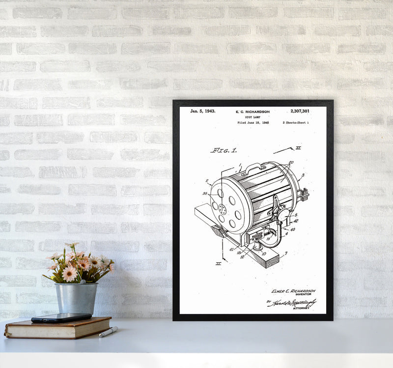 Cinema Spot Light Patent Art Print by Jason Stanley A2 White Frame