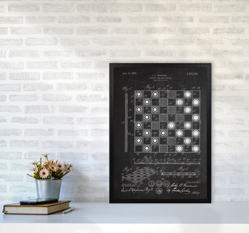 Chess And Checkers Patent Art Print by Jason Stanley A2 White Frame