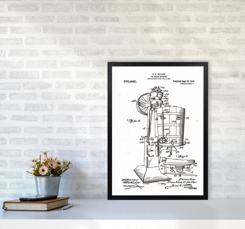Ice Cream Machine Patent Art Print by Jason Stanley A2 White Frame