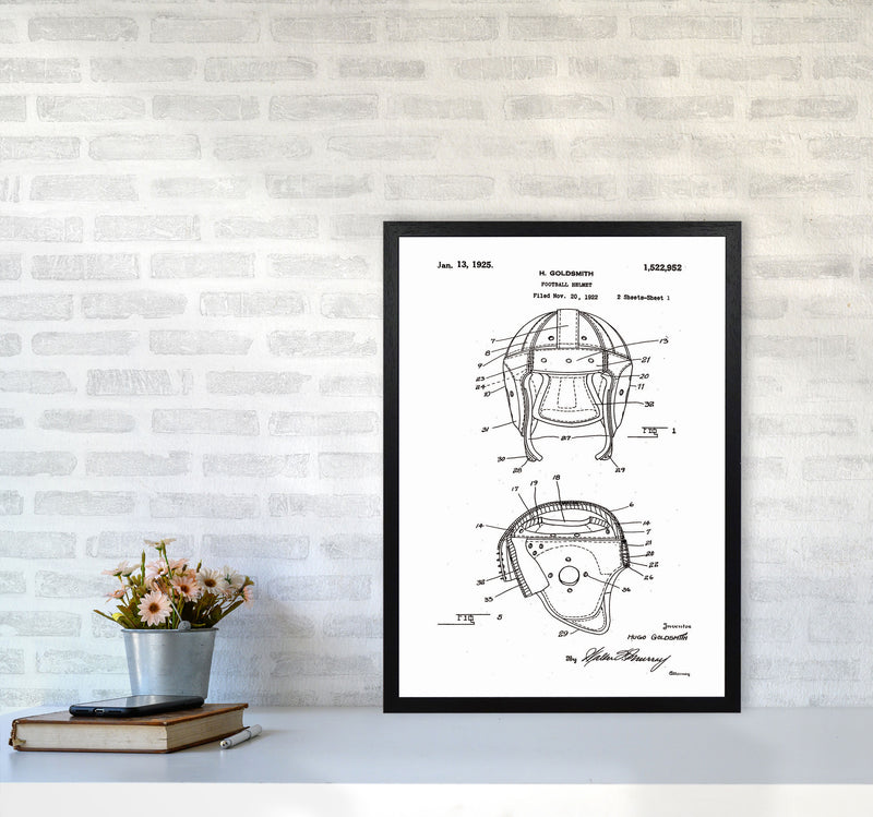 Football Helmet Patent Art Print by Jason Stanley A2 White Frame
