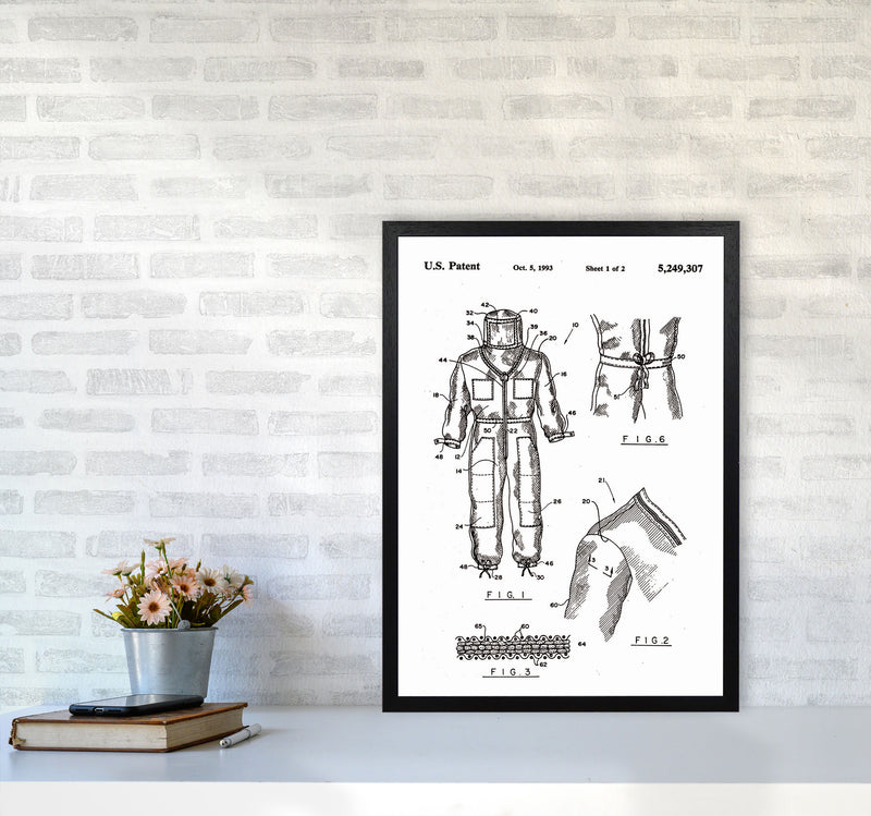 Bee Keeper Suit Patent Art Print by Jason Stanley A2 White Frame