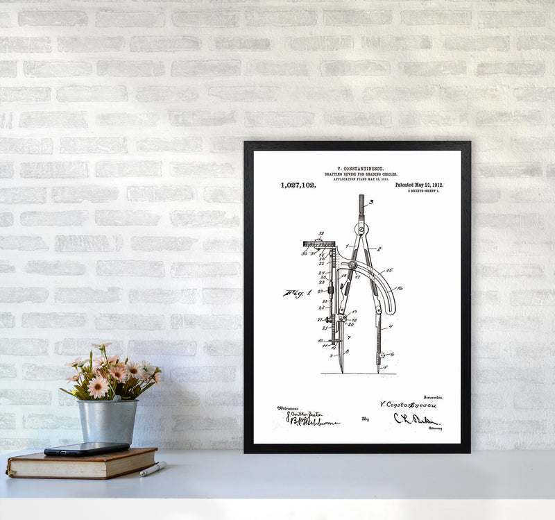 Drafting Device Patent Art Print by Jason Stanley A2 White Frame