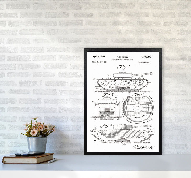 Military Tank Patent Art Print by Jason Stanley A2 White Frame