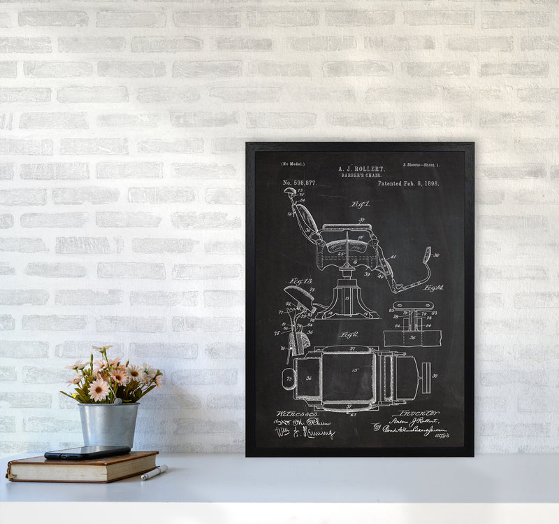 Barber's Chair Patent Art Print by Jason Stanley A2 White Frame