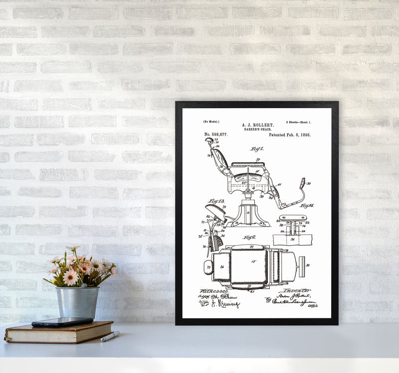 Barber Chair Patent Art Print by Jason Stanley A2 White Frame