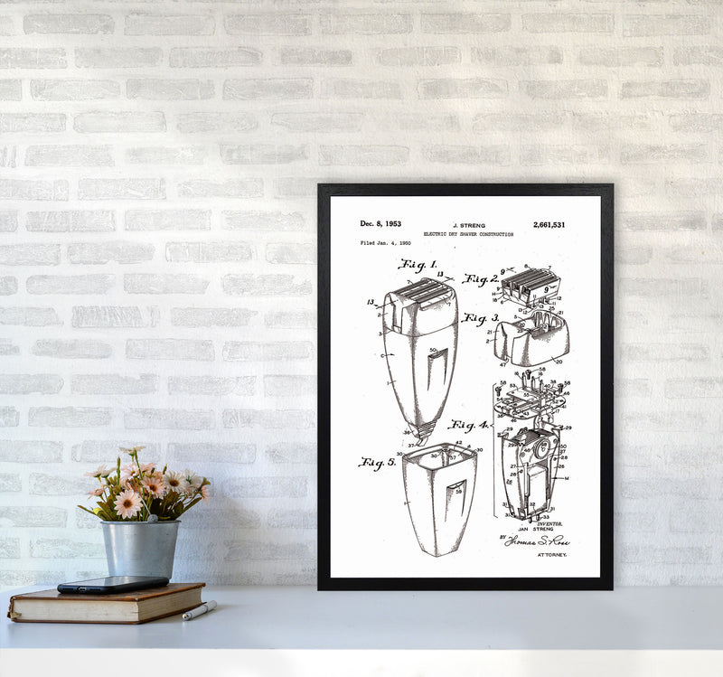 Electric Razor Patent Art Print by Jason Stanley A2 White Frame