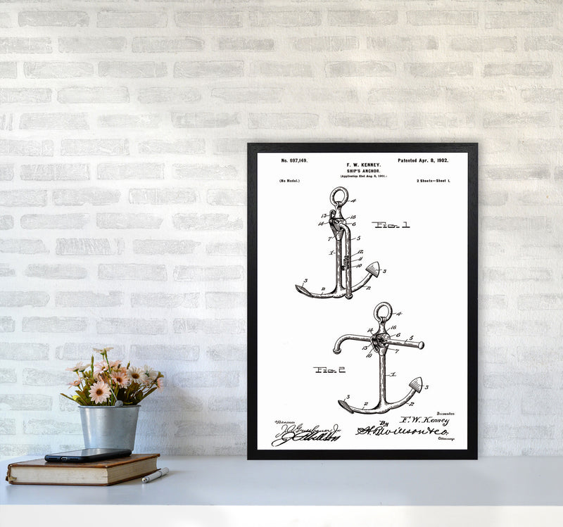 Anchor Patent White Art Print by Jason Stanley A2 White Frame