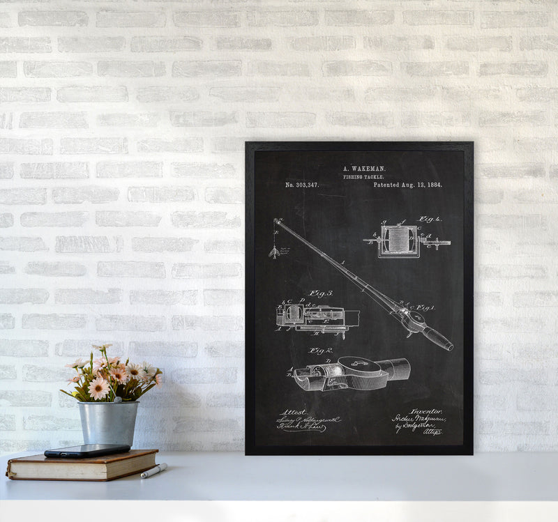 Fishing Rod Patent Art Print by Jason Stanley A2 White Frame