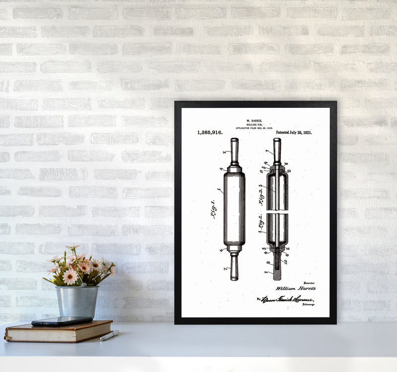 Rolling Pin Patent Art Print by Jason Stanley A2 White Frame