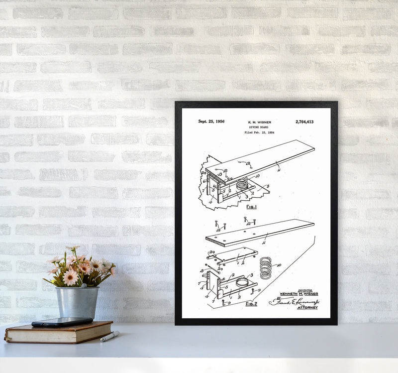 Diving Board Patent Art Print by Jason Stanley A2 White Frame