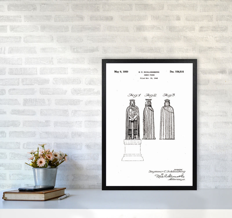 Chess Piece Patent Art Print by Jason Stanley A2 White Frame