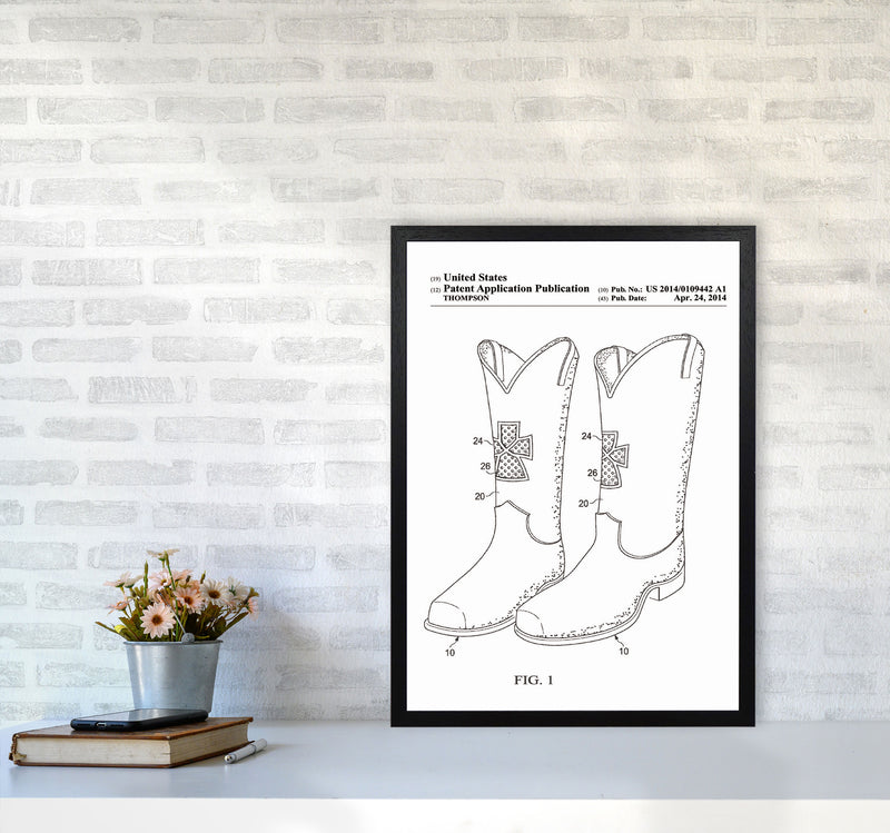 Cowboy Boots Patent Art Print by Jason Stanley A2 White Frame