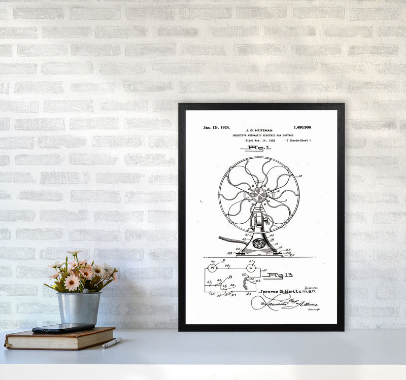Electric Fan Patent Art Print by Jason Stanley A2 White Frame