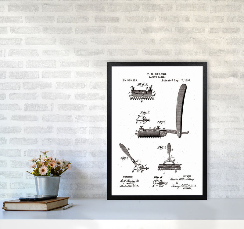 Safety Razor Patent Art Print by Jason Stanley A2 White Frame