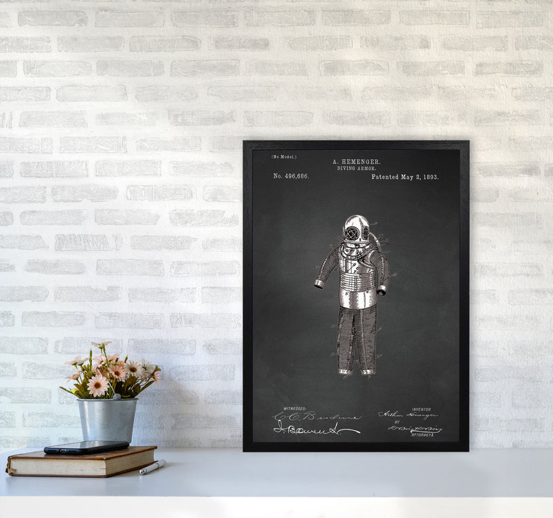 Diving Armor Patent Art Print by Jason Stanley A2 White Frame