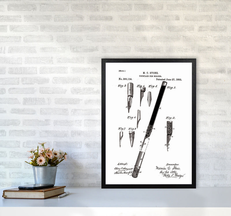 Fountain Pen Patent Art Print by Jason Stanley A2 White Frame